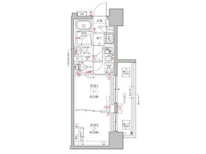 クレイシアアイズ川崎(2K/6階)の間取り写真