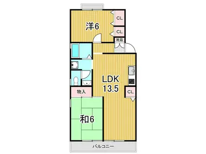 アネックスハマノA(2LDK/1階)の間取り写真