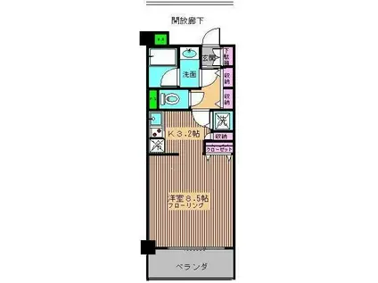 グッドヒル北浦和1(1K/6階)の間取り写真