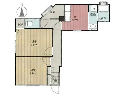 コーポ東柳ヶ瀬(2DK/1階)の間取り写真