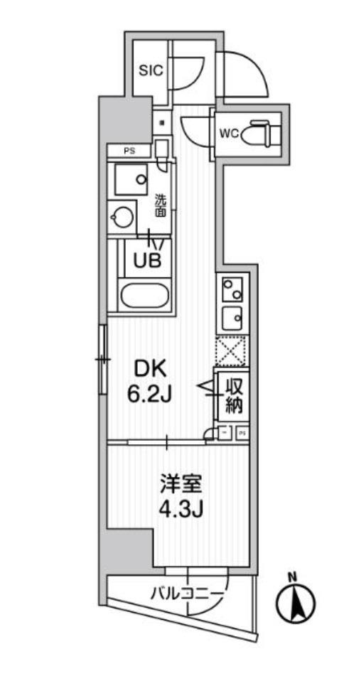 クレアティフ秋葉原(1DK/2階)の間取り写真
