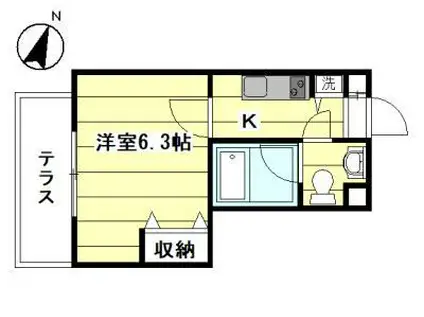 ユナイテッドグロー高田馬場(1K/1階)の間取り写真