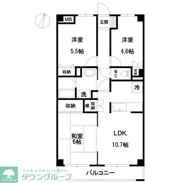 PALACE AZALEA(3LDK/3階)の間取り写真