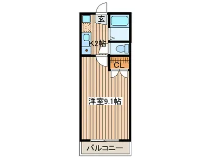 サニーハイツ(1K/2階)の間取り写真