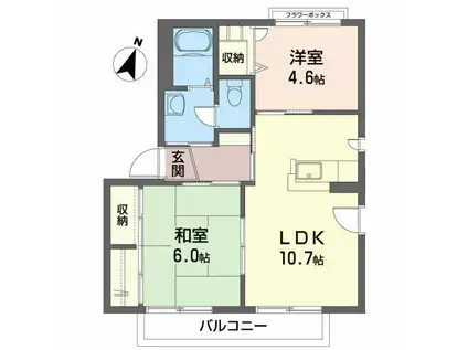 グレース城下C(2LDK/2階)の間取り写真
