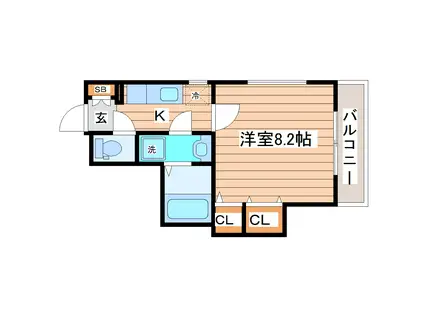 カサアルティスII(1K/1階)の間取り写真