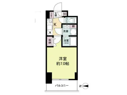 セレニテ難波リアン(1K/13階)の間取り写真