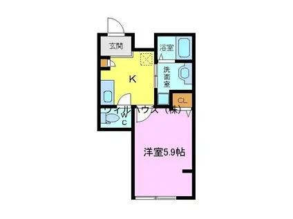 ジーイーアン(1K/1階)の間取り写真