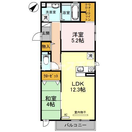 ボナールコート(2LDK/2階)の間取り写真