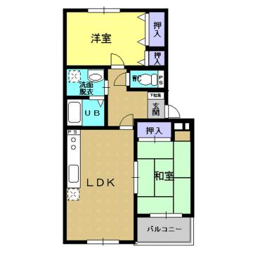 エンゼルシャトー(2LDK/4階)の間取り写真