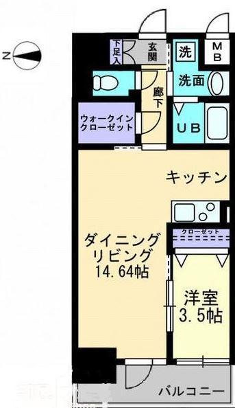 ソラノ瓦町(1LDK/2階)の間取り写真