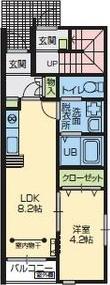 ARVO(1LDK/1階)の間取り写真