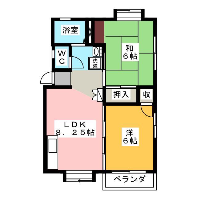 ソレアードIIDA I(2LDK/2階)の間取り写真