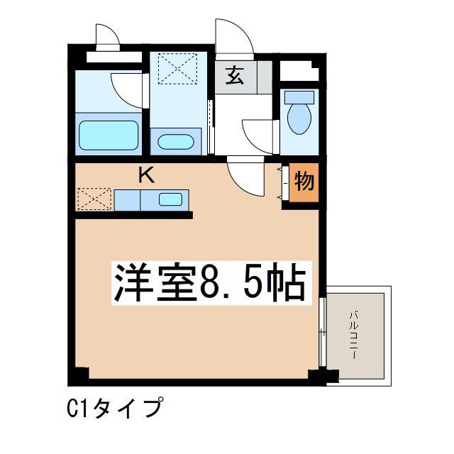サームスコマツ(ワンルーム/3階)の間取り写真