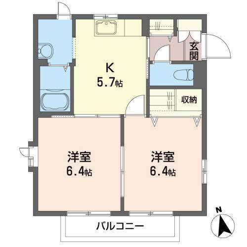 ステイゴールド(2K/1階)の間取り写真