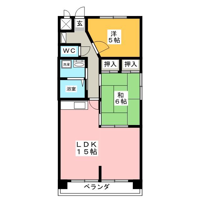 パークサイドHONDA(2LDK/2階)の間取り写真