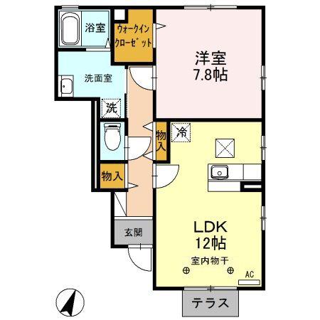 ローズコートA・B(1LDK/1階)の間取り写真