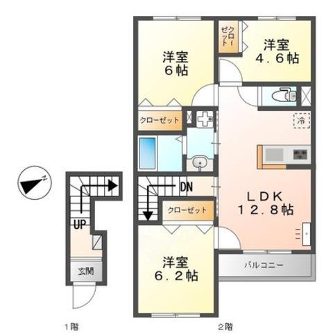 パストラル津倉(3LDK/2階)の間取り写真