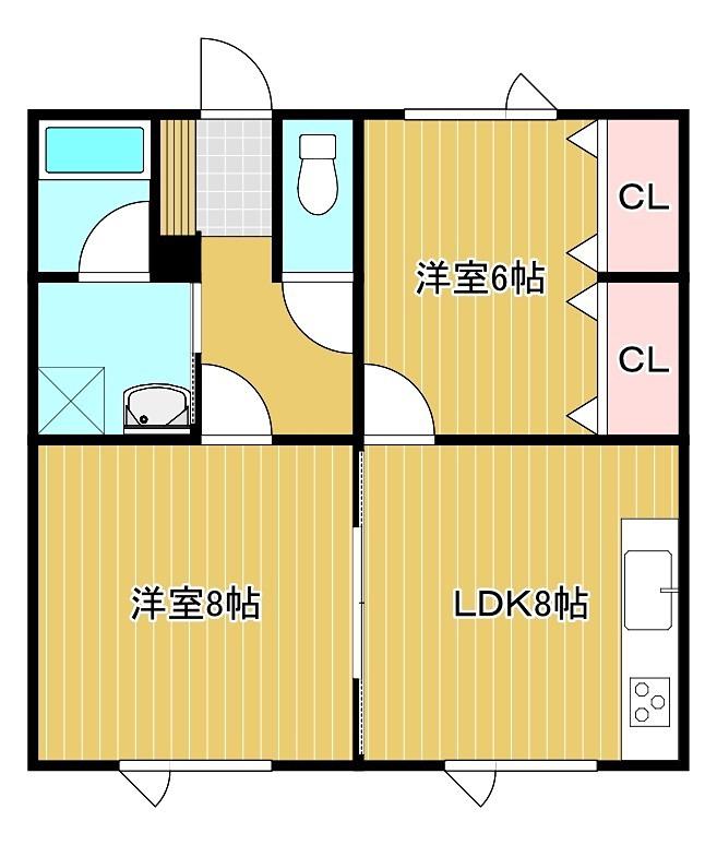 ハイツグリーン(2DK/1階)の間取り写真