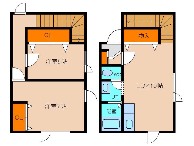 コーポかえで(2LDK/1階)の間取り写真