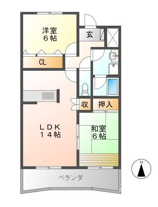 H・FIELD11(2LDK/6階)の間取り写真