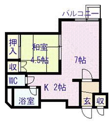 アドヴァンスト3条(1DK/5階)の間取り写真
