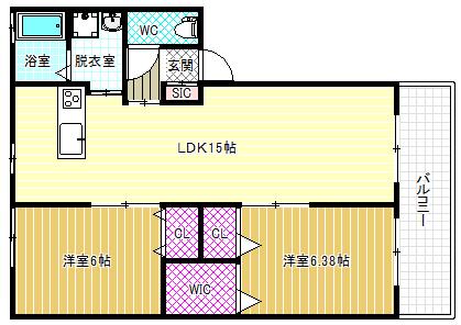 プランドールI(2LDK/1階)の間取り写真