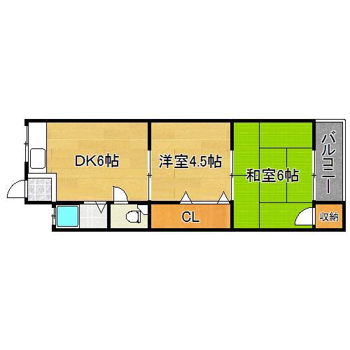 メゾン杉(2DK/1階)の間取り写真