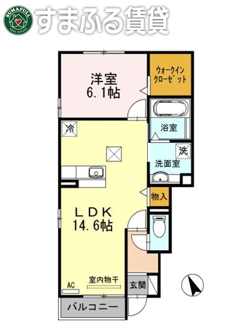 ゴールドバレーII(1LDK/1階)の間取り写真