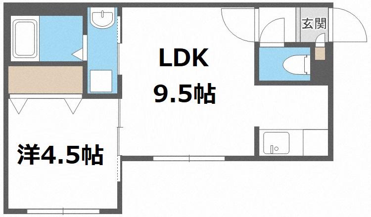 FONS美園(1LDK/2階)の間取り写真