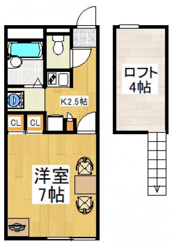 レオパレスカンタービレ(1K/2階)の間取り写真