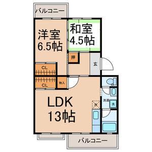 コーポ水谷(2LDK/3階)の間取り写真