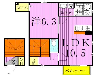 アザレアⅢ(1LDK/2階)の間取り写真