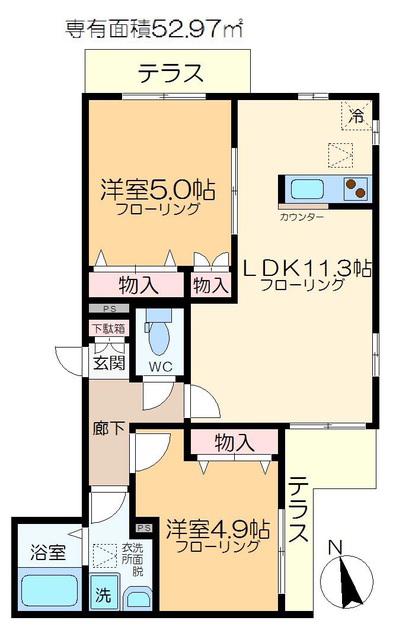 LECRIN(2LDK/1階)の間取り写真