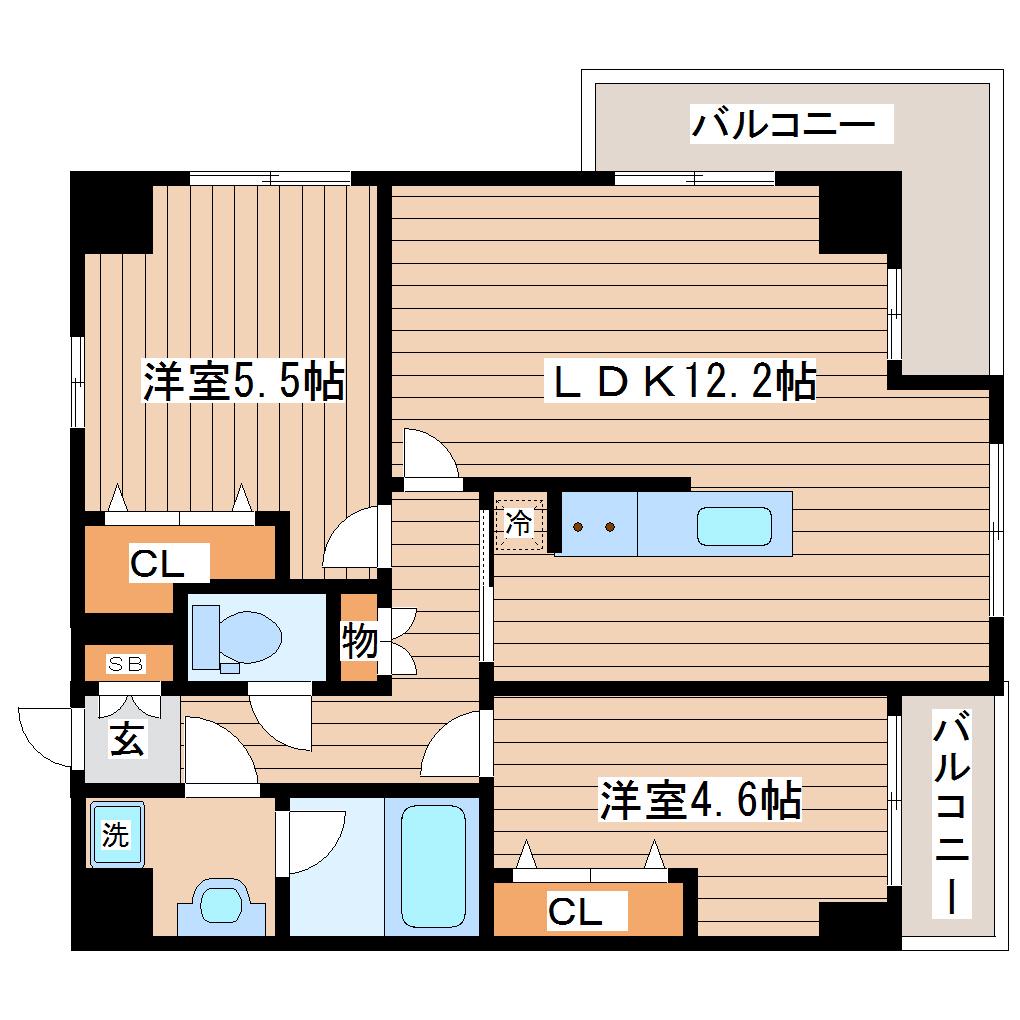 アプリコーゼ(2LDK/3階)の間取り写真