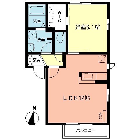 エスポワールII(1LDK/2階)の間取り写真