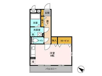 ツインハーモニーA(ワンルーム/2階)の間取り写真