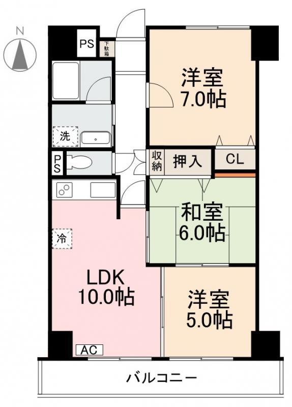 第1星野ビル(3LDK/5階)の間取り写真