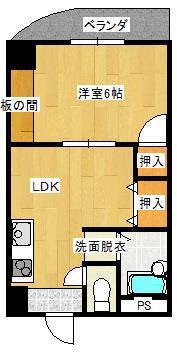 リージェント手越原(1DK/2階)の間取り写真