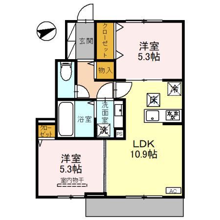 ソリッソ大久保(2LDK/1階)の間取り写真