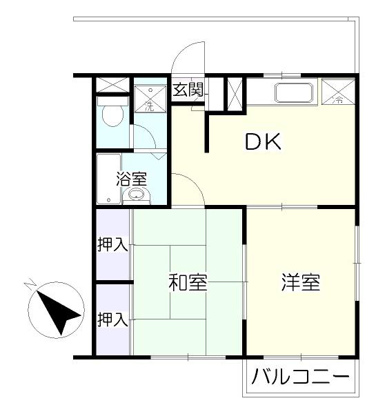 高砂ビル(2DK/2階)の間取り写真