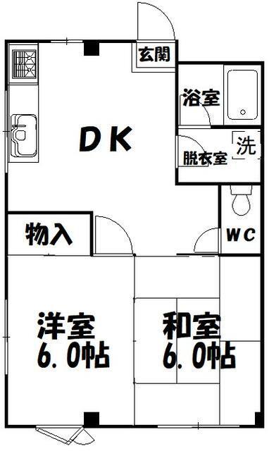 堀内コーポ(2DK/2階)の間取り写真