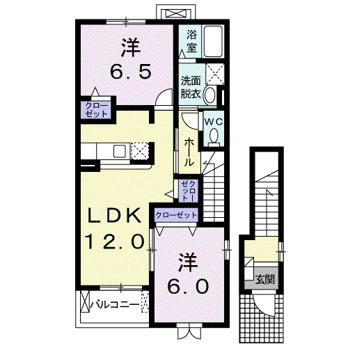 レフレールB(2LDK/2階)の間取り写真