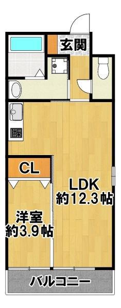グランディール相生(1LDK/2階)の間取り写真