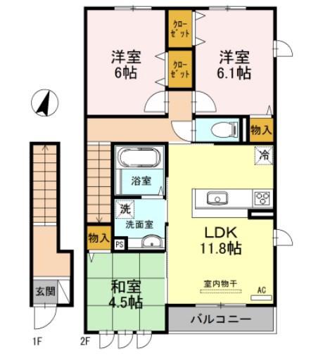 アバンツァート長砂(3LDK/2階)の間取り写真