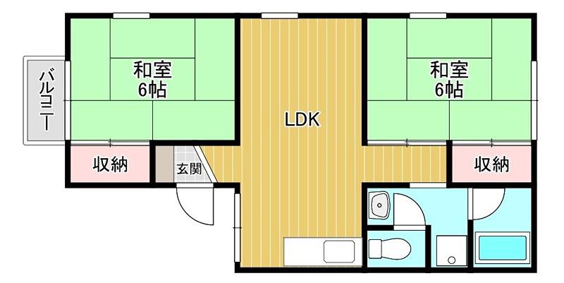 シャトードイワネJ号館(2LDK/1階)の間取り写真