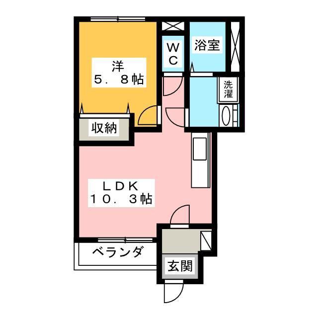 クレシアK(1LDK/1階)の間取り写真
