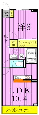 ルピナスII(1LDK/2階)の間取り写真