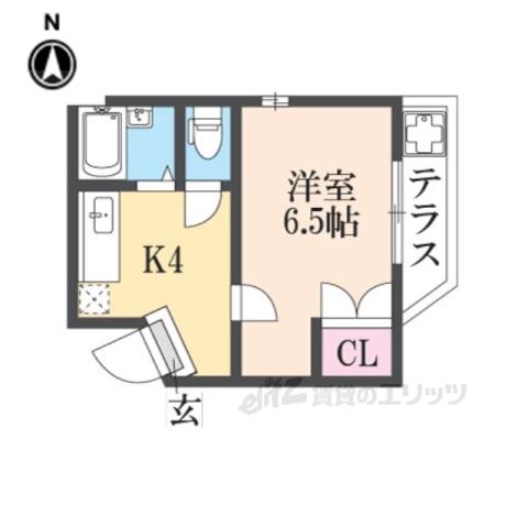 イーストハウス(1K/2階)の間取り写真