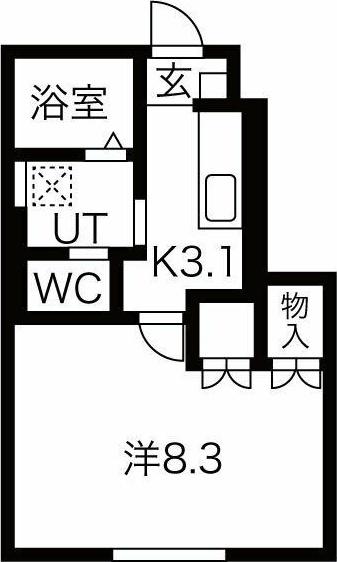 ＪＲ東北本線 村崎野駅 徒歩32分 2階建 築3年(1K/1階)の間取り写真